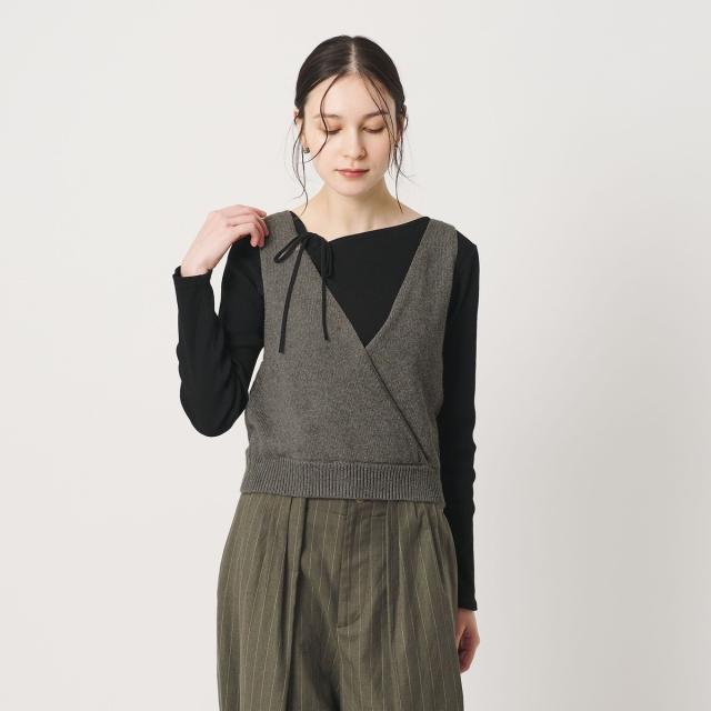ビューティー＆ユース ユナイテッドアローズ（BEAUTY&YOUTH）/コットン麻ブレンド カシュクール 2WAYニットベスト ウォッシャブル_1