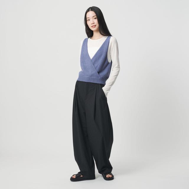 ビューティー＆ユース ユナイテッドアローズ（BEAUTY&YOUTH）/コットン麻ブレンド カシュクール 2WAYニットベスト ウォッシャブル