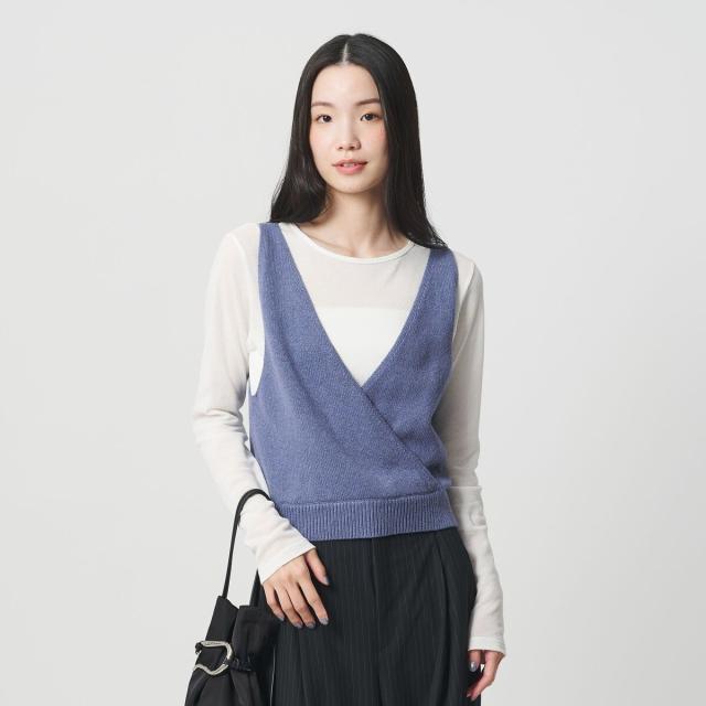 ビューティー＆ユース ユナイテッドアローズ（BEAUTY&YOUTH）/コットン麻ブレンド カシュクール 2WAYニットベスト ウォッシャブル_3
