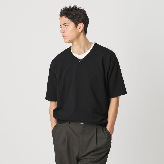 ビューティー＆ユース ユナイテッドアローズ（BEAUTY&amp;YOUTH）/KNITEE クリンプコットン Vネック ニット Tシャツ ウォッシャブル