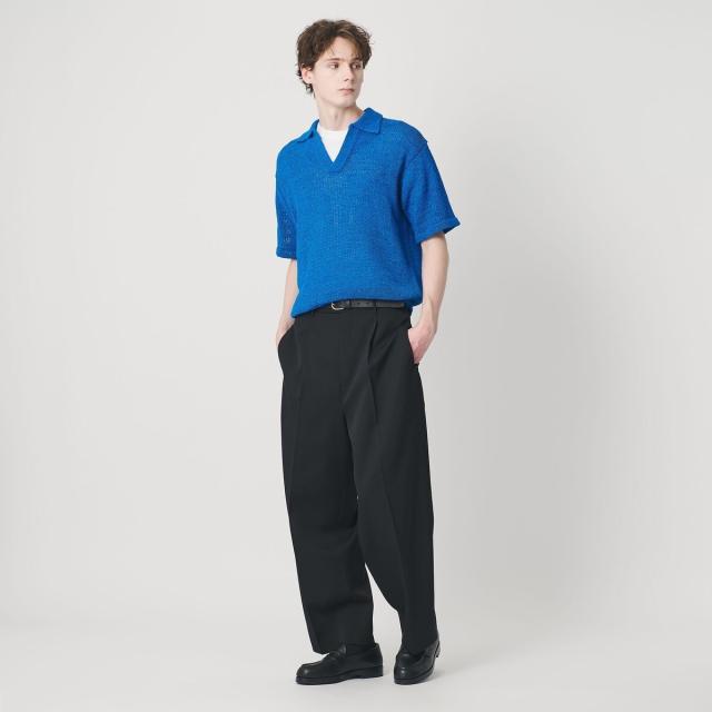 【NEW】ビューティー＆ユース ユナイテッドアローズ（BEAUTY&YOUTH）/テープヤーン スキッパー ショートスリーブ ニット ウォッシャブル