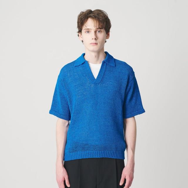 【NEW】ビューティー＆ユース ユナイテッドアローズ（BEAUTY&YOUTH）/テープヤーン スキッパー ショートスリーブ ニット ウォッシャブル