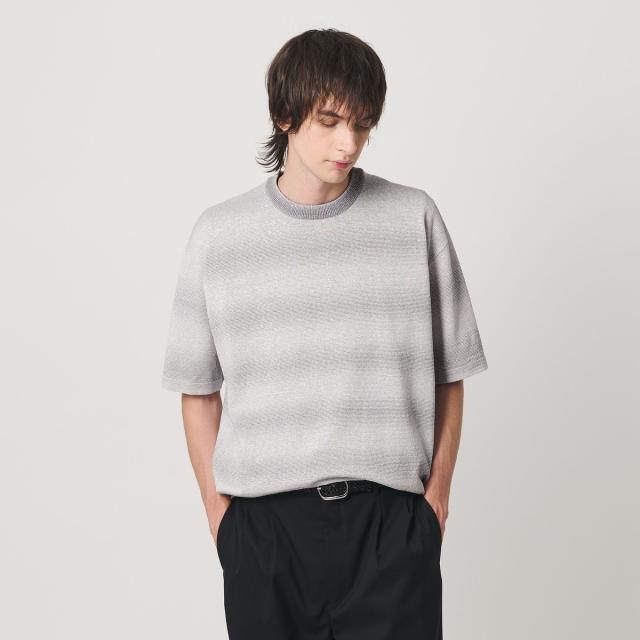 ビューティー＆ユース ユナイテッドアローズ（BEAUTY&amp;YOUTH）/シアー オンブレ ボーダー クルーネック Tシャツ ウォッシャブル