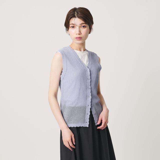 ビューティー＆ユース ユナイテッドアローズ（BEAUTY&amp;YOUTH）/スカラップ Vネック メッシュ ニットベスト_4