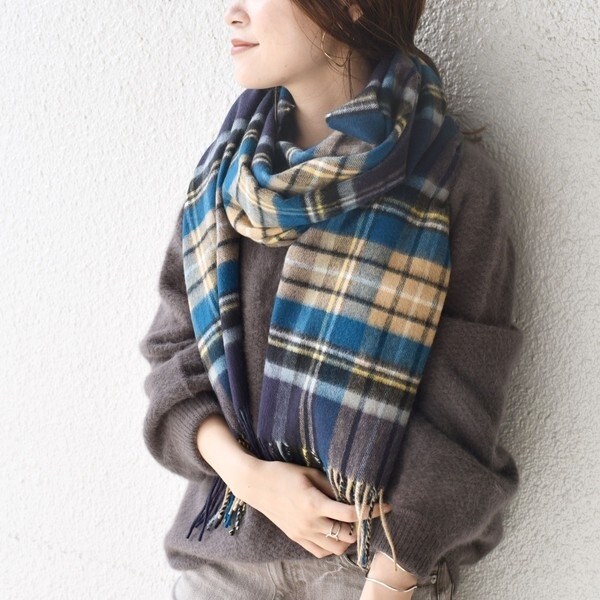 シップス（SHIPS）/【SHIPS別注】JOHNSTONS:カシミヤチェックストール