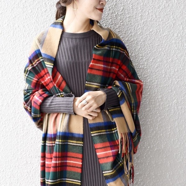 シップス（SHIPS）/【SHIPS別注】JOHNSTONS:カシミヤチェックストール