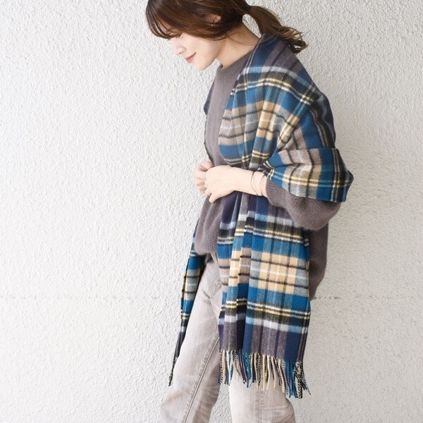 シップス（SHIPS）/【SHIPS別注】JOHNSTONS:カシミヤチェックストール