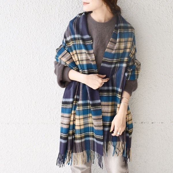 シップス（SHIPS）/【SHIPS別注】JOHNSTONS:カシミヤチェックストール