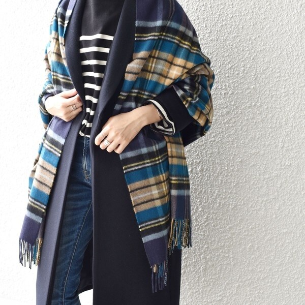 シップス（SHIPS）/【SHIPS別注】JOHNSTONS:カシミヤチェックストール