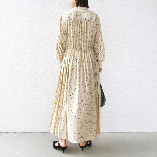 シップス（SHIPS）/《一部追加予約》【WEB限定】〈手洗い可能〉ドット / 花柄 バンドカラー サイド プリーツ ワンピ