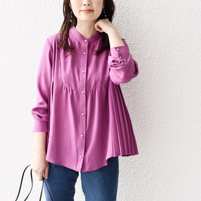 シップス（SHIPS）/《一部追加予約》【WEB限定】〈手洗い可能〉ストレッチ ジョーゼット プリーツ ブラウス