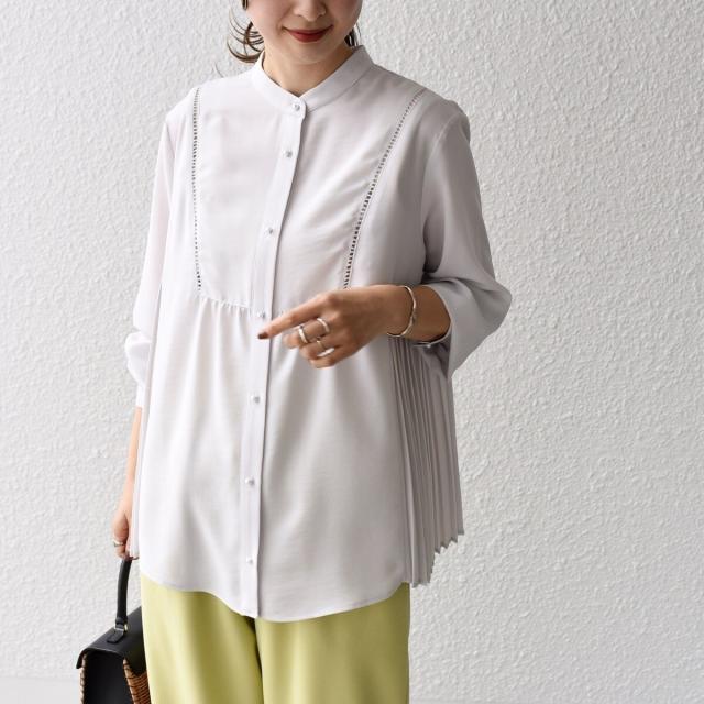 シップス（SHIPS）/《一部追加予約》【WEB限定】〈手洗い可能〉ストレッチ ジョーゼット プリーツ ブラウス