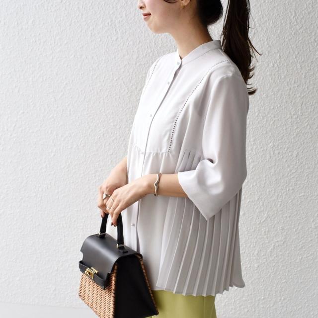 シップス（SHIPS）/《一部追加予約》【WEB限定】〈手洗い可能〉ストレッチ ジョーゼット プリーツ ブラウス