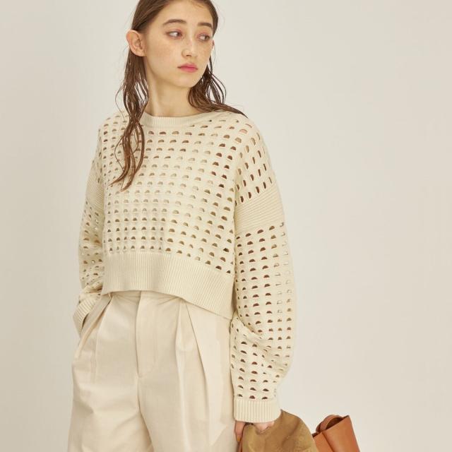 シップス/〈手洗い可能〉綿 ナイロン メッシュ ニット プルオーバーの通販は 6,275円