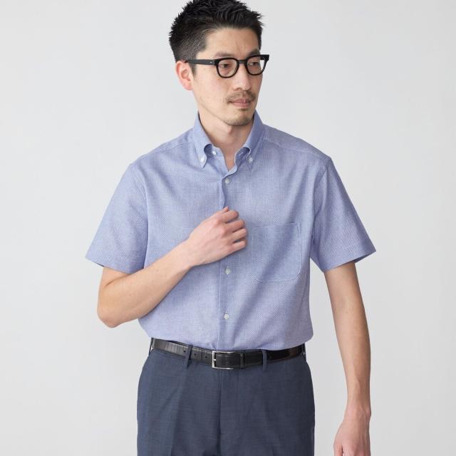 シップス（SHIPS）/SHIPS: カラミ織り ボタンダウン 無地 半袖 シャツ_11