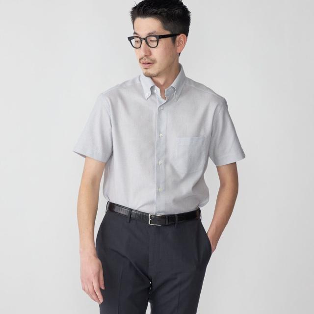 シップス（SHIPS）/SHIPS: カラミ織り ボタンダウン 無地 半袖 シャツ_15