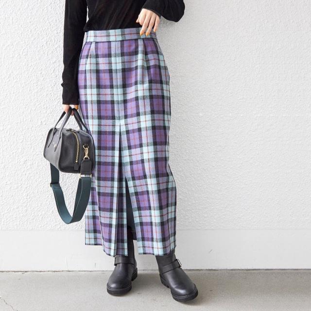 シップス（SHIPS）/〈手洗い可能〉ウール チェック タイト スカート