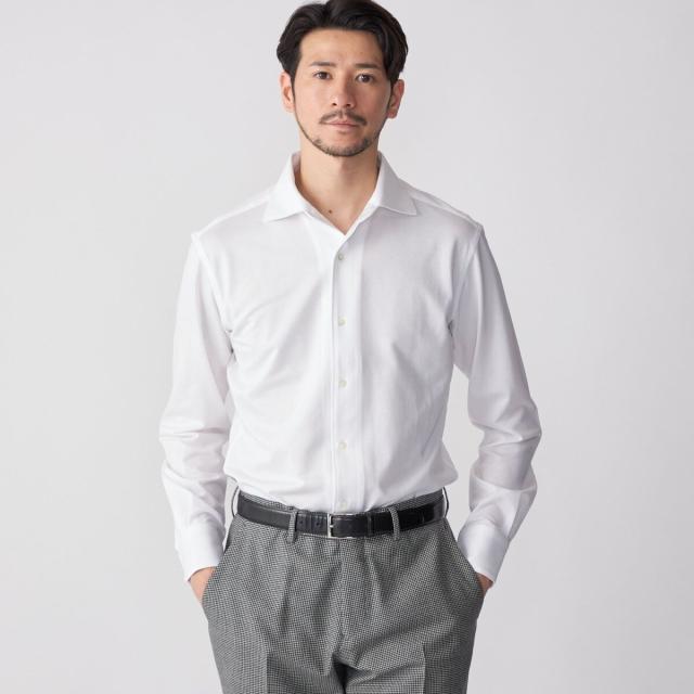 シップス（SHIPS）/SHIPS: ALBINI ジャージー 無地 ワンピースカラー シャツ