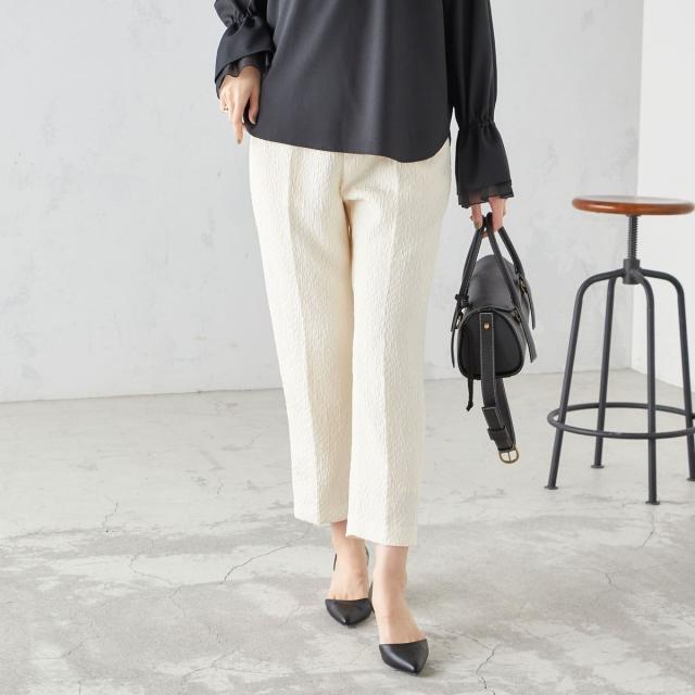 シップス（SHIPS）/〈手洗い可能〉フクレ ジャカード テーパード パンツ