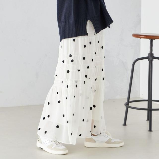 シップス（SHIPS）/フロッキー ドット シャーリング スカート