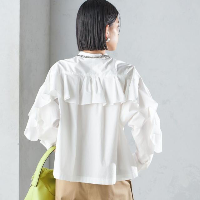 シップス（SHIPS）/〈手洗い可能〉近江晒 タイプライター ラッフル