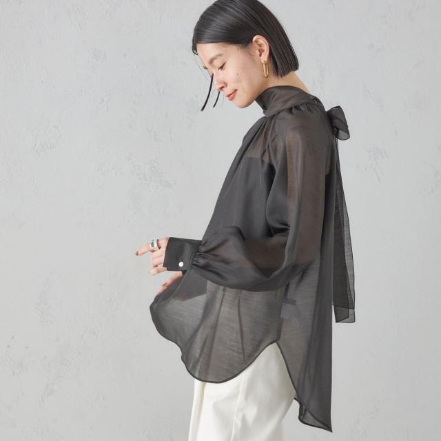 シップス（SHIPS）/《一部追加予約》〈手洗い可能〉オーガンジー リボン ブラウス