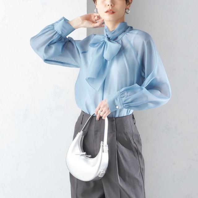 シップス（SHIPS）/《一部追加予約》〈手洗い可能〉オーガンジー リボン ブラウス