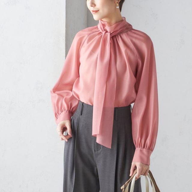 シップス（SHIPS）/《一部追加予約》〈手洗い可能〉オーガンジー リボン ブラウス