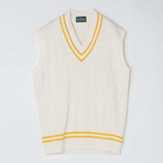 シップス（SHIPS）/ALANPAINE: 7ゲージ ケーブル編み コットン クリケット ニット ベスト