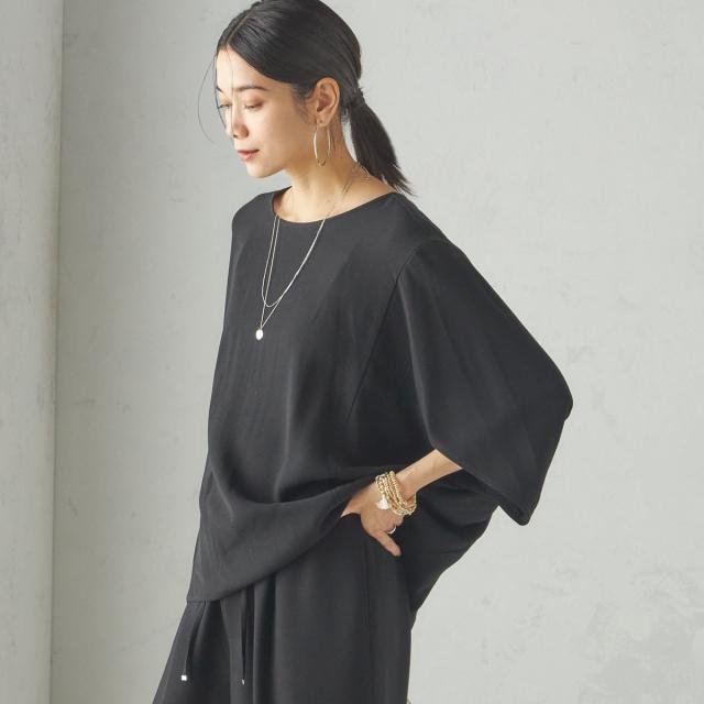 シップス（SHIPS）/〈接触冷感 / 手洗い可能〉アセテート混 バック サテン ドルマン ブラウス