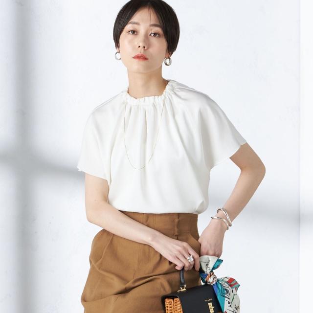 シップス（SHIPS）/〈手洗い可能〉ハンマーサテン ビルドネック