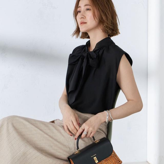 シップス(SHIPS)/〈手洗い可能〉オーガンジー リボン ノースリーブ ブラウスの通販は シップス(SHIPS)/〈手洗い可能〉オーガンジー リボン ノースリーブ ブラウスの通販は