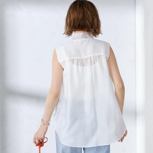 シップス(SHIPS)/〈手洗い可能〉オーガンジー リボン ノースリーブ ブラウスの通販は シップス(SHIPS)/〈手洗い可能〉オーガンジー リボン ノースリーブ ブラウスの通販は