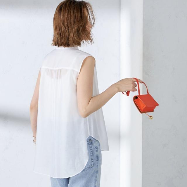 シップス(SHIPS)/〈手洗い可能〉オーガンジー リボン ノースリーブ ブラウスの通販は シップス(SHIPS)/〈手洗い可能〉オーガンジー リボン ノースリーブ ブラウスの通販は