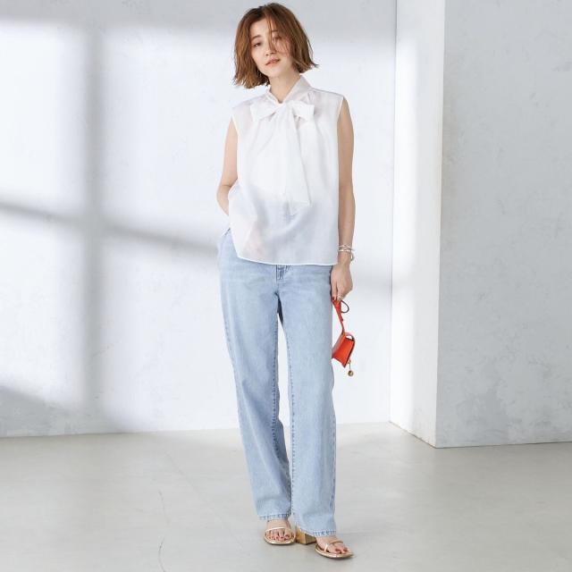 シップス(SHIPS)/〈手洗い可能〉オーガンジー リボン ノースリーブ ブラウスの通販は シップス(SHIPS)/〈手洗い可能〉オーガンジー リボン ノースリーブ ブラウスの通販は