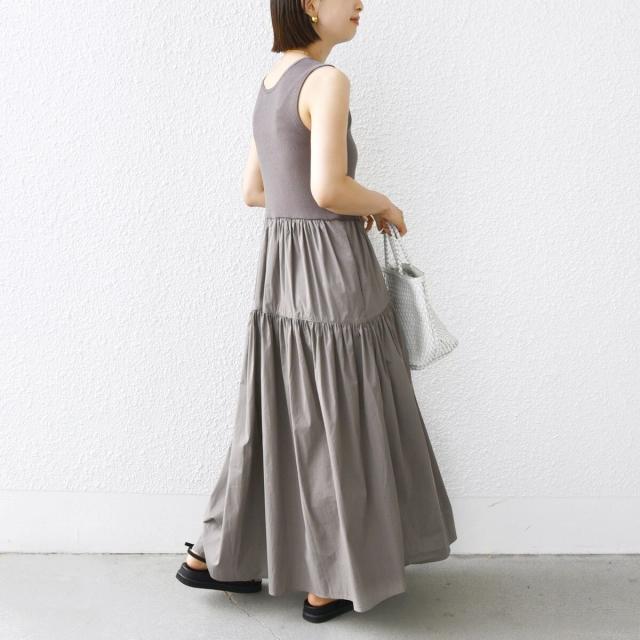 シップス（SHIPS）/〈手洗い可能〉コットン リブ ノースリーブ × 布帛 スカート ワンピースの通販は 7,246円