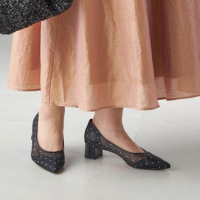 シップス（SHIPS）/little black:ドット チュール パンプス