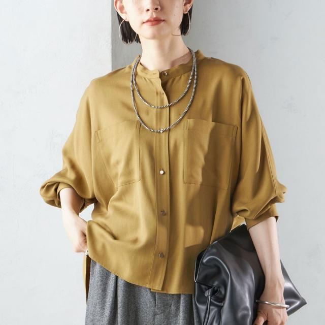 新品！新品！SHIPS　バンドカラー ショート 羽織り シャツ シップス（SHIPS）/〈手洗い可能〉バンドカラー ショート 羽織り