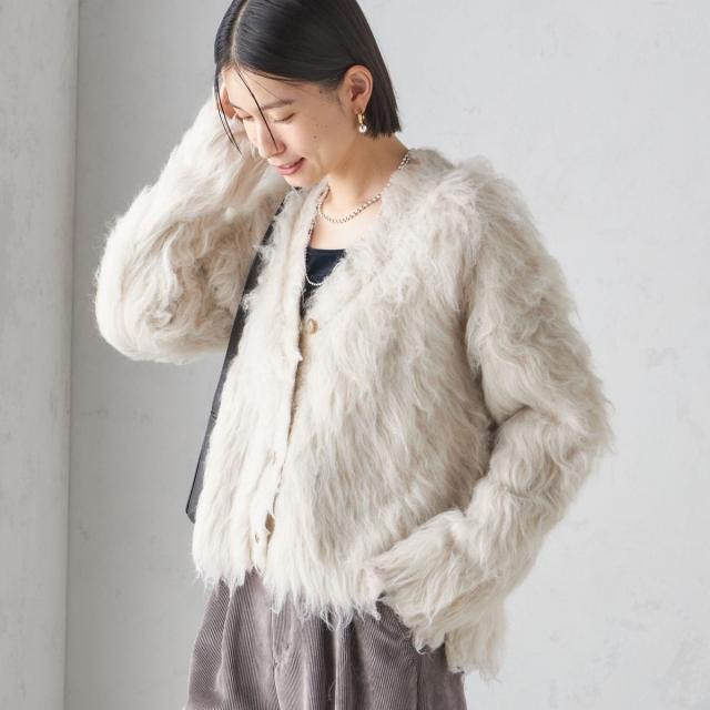 シップス（SHIPS）/〈手洗い可能〉シャギー ファー カーディガン