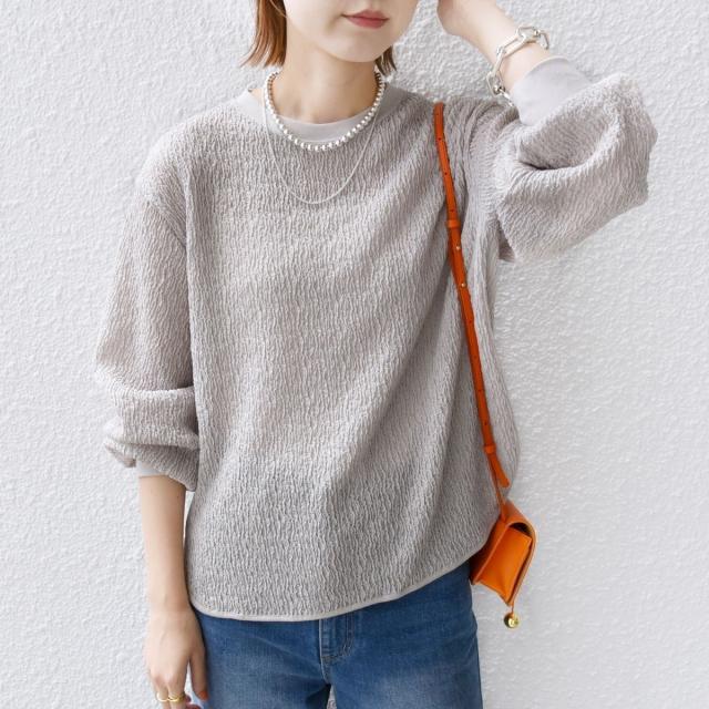 シップス（SHIPS）/《一部追加予約》【WEB限定】〈手洗い可能〉ランダムブルーゼ ロングスリーブ プルオーバー