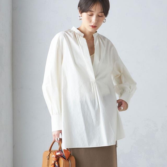 シップス(SHIPS)/〈手洗い可能〉コットン ギャザー チュニック ブラウスの通販は