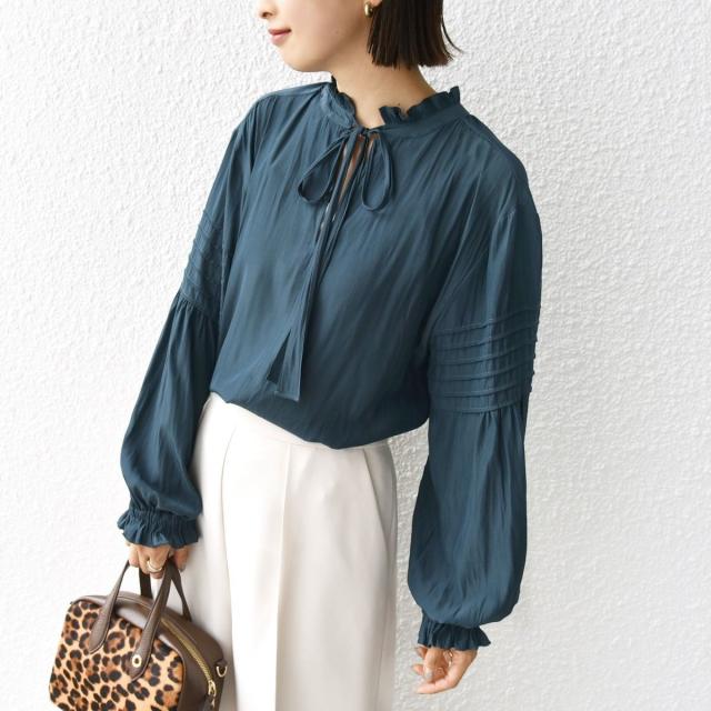 シップス（SHIPS）/〈手洗い可能〉割繊 前後 2WAY 袖タック デザイン ブラウス