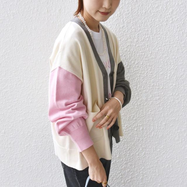 シップス（SHIPS）/《一部追加予約》【WEB限定】〈手洗い可能〉配色 ポケット カーディガン