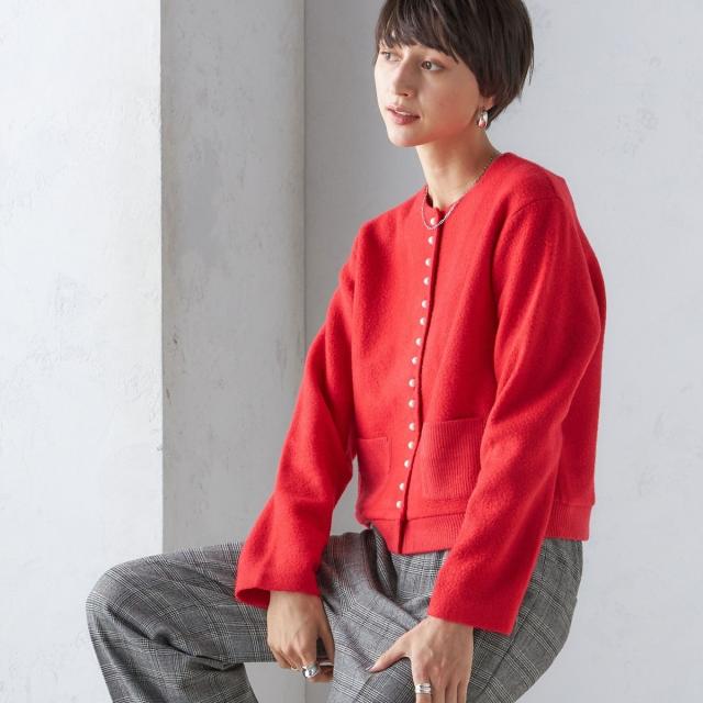 シップス（SHIPS）/〈手洗い可能〉パール モチーフ ボタン ジャッカル カーディガン