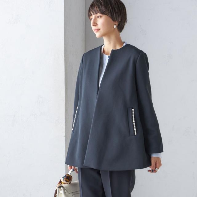 シップス（SHIPS）/【SHIPS別注】kaene:パール モチーフ ショート コート（セレモニー対応可）