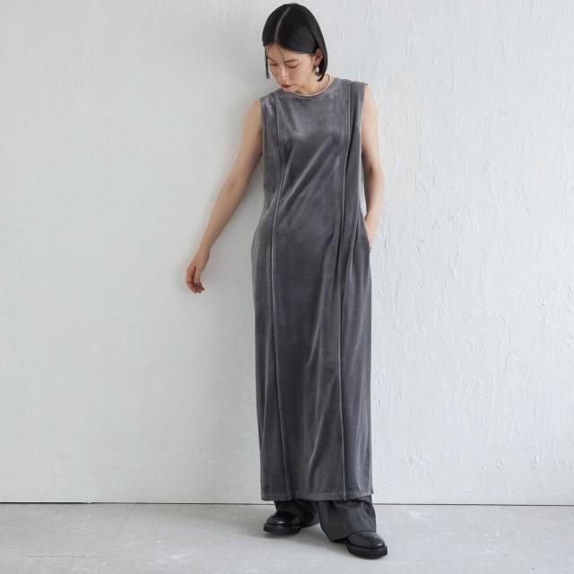 シップス（SHIPS）/Wai＋:〈手洗い可能〉ストレッチ ポリエステル ベロア ワンピース