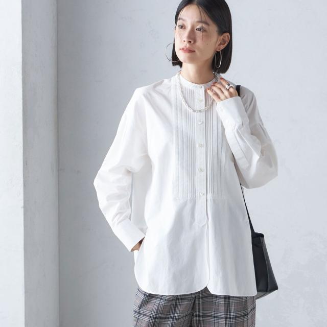 シップス（SHIPS）/〈洗濯機可能〉ピンタック バンド カラー シャツ