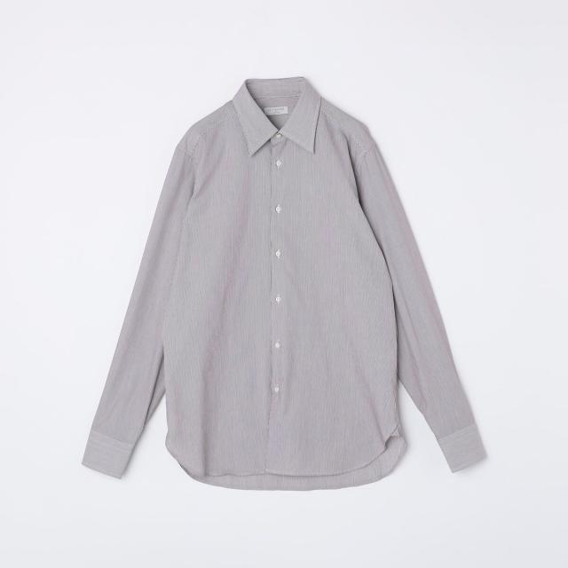 シップス（SHIPS）/GUY ROVER: ブラウン ピンストライプ ワイドカラー シャツ