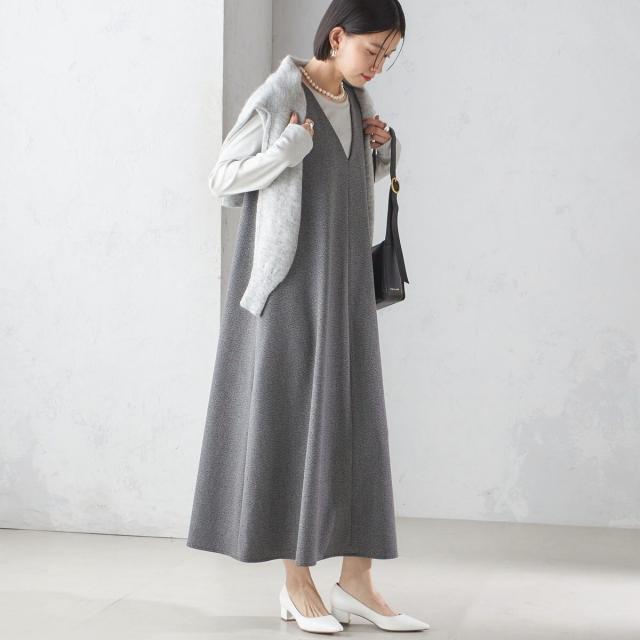 シップス（SHIPS）/〈手洗い可能〉裏起毛 Vネック ワンピースの通販は