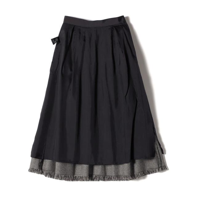 シップス（SHIPS）/SHIPS Primary Navy Label:裾 フリンジ 千鳥 フレア スカート_2
